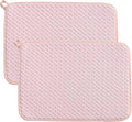 Pink Dish Drying Mats for Kitchen Counter, 2 Pack Dish Drying Mat Drying Pad, Dish Rack Drainer Mat, Kitchen Mat (Pink)