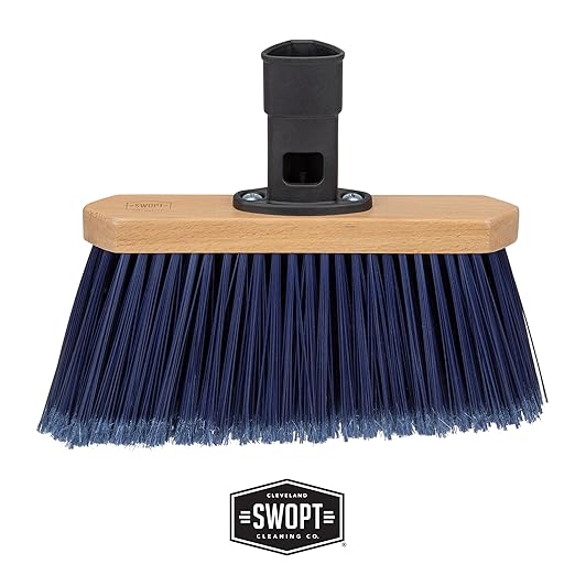 SWOPT Premium Multi-Surface Angle Broom Cleaning Head — Indoor and Outdoor Angled Broom Set — Interchangeable with All SWOPT Cleaning Products for More Efficient Cleaning and Storage