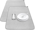 2Pcs XXL Dish Drying Mat,Absorbent Microfiber Dish Drainer Mats,Kitchen Counter Pads for Coffee Countertops,Sinks,Draining Racks(24×17",Gray)