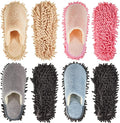 Gerrii 4 Pair Microfiber Cleaning Mop Slippers - Detachable Washable House Mop Slippers for Men and Women, Ideal for Kitchen Floor Dust Cleaning, Includes Blue, Gray, Pink, Beige(Medium)