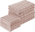 Microfiber Kitchen Towels and Dishcloths Set, 26 X 18 Inch and 12 X 12 Inch, Set of 12 Bulk Lint Free Dish Towels for Drying Dishes, Camel