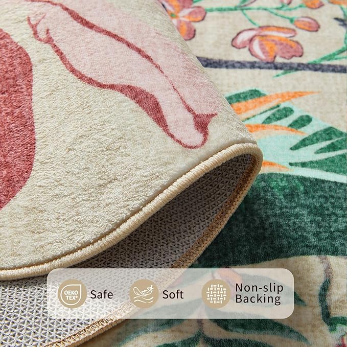 4x6 Rug for Living Room Bedroom, Beige Animal Washable Throw Rugs, Leopard/Cheetah/Zebra/Tiger Print Area Rugs, Non Slip & Low Pile Carpet for Indoor Dining Room,Kids Room and Nursery