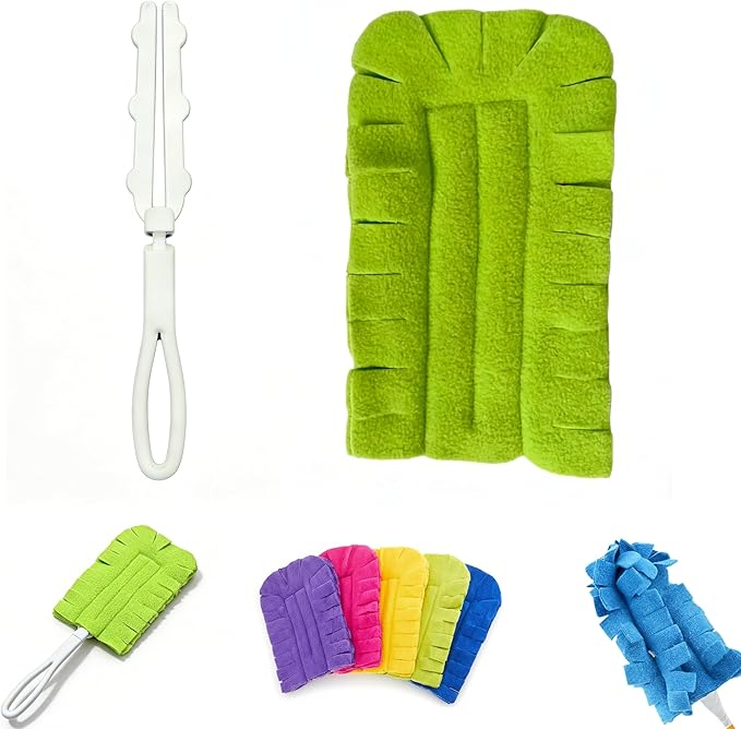 Duster Refills Reusable, 360° Electrostatic Duster Refills - The Sustainable Choice for A Dust-Free Home - Washable Reusable Duster Refills with Microfiber Dusting Heads for Home Cleaning (Green)