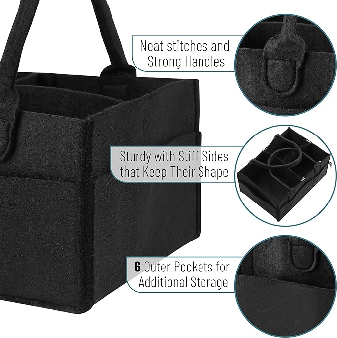 Mr. Pen Baby Diaper Caddy - Black Car Diaper Organizer, Portable Baby Caddy for Nursery & Changing Table