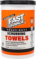 Fast Orange Heavy Duty Scrubbing Towels Removes Tough Grease, Grime, Paint, Resins, Glue and More, for Hands, Tools and Surfaces Without Sticky Residue, 72 ct