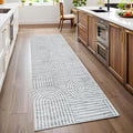Modern Rug 2.5x8 Runners for Hallways, Abstract Kitchen Runner Rugs Non Slip Bath Runners, Rainbow Washable Runner Rug for Bedroom, Soft Long Rugs for Entryway Bathroom Laundry Dorm, Ash