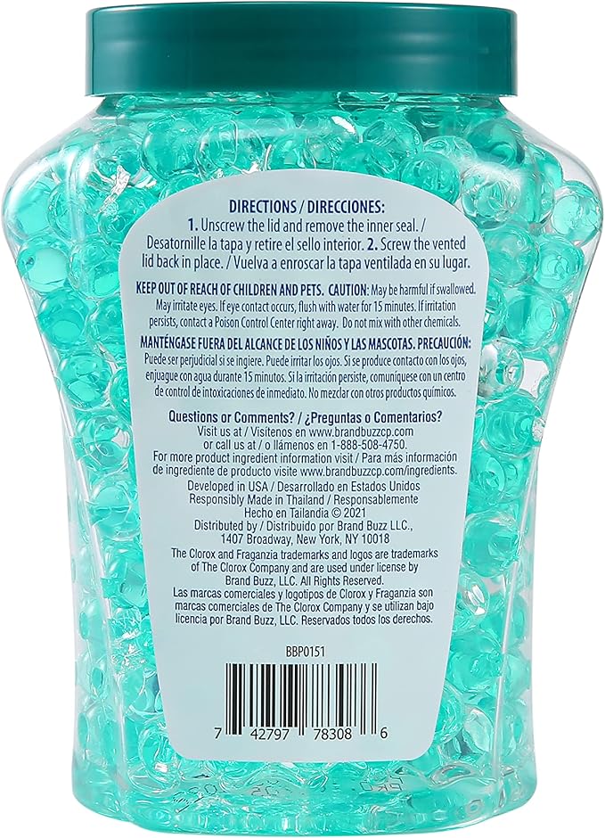 Clorox Fraganzia Crystal Beads Air Freshener Twin Pack, Long Lasting Room Deodorizer and Odor Eliminator Gel Beads for Home, Car, or Office, Island Orchid Scent, 24 Fl Oz