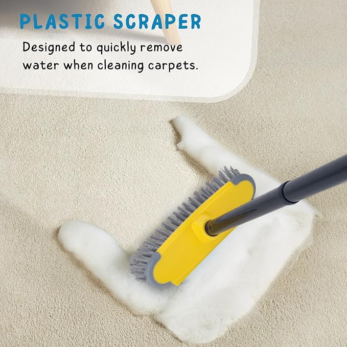 Deck Brush with Long Handle, Scrub Brush for Shower, Stainless Steel Wire Scrub Brush with Long Handle for Deck, Concrete, Patio Floor Cleaning