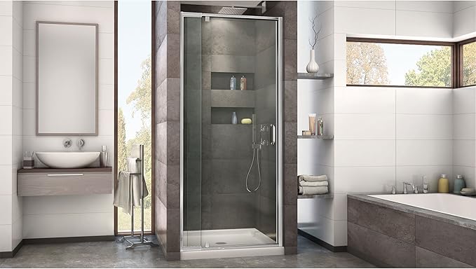 DreamLine Flex 28 - 32 inch W x 72 inch H Semi-Frameless Pivot Shower Door in Chrome
