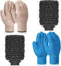 6 Pcs Microfiber Dusting Mitt Gloves for Plants Washable Dusting Gloves for House Cleaning Furniture Car Washing