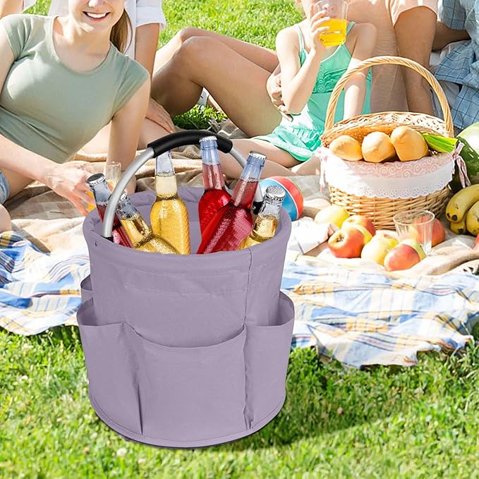 Professional Cleaning Caddy Organizer - 11" Wearable Cleaning Supply Bag with Adjustable Shoulder Strap & Handle - Housekeeper Essentials Organizer for Detailing Tools & Supplies (Purple)