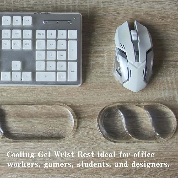 Ergonomic Cooling Gel Mouse Wrist Rest Pad, Arm Support with Non-Slip Base for Desk Cute Accessories (Classic, Transparently, Suitable for Mouse)