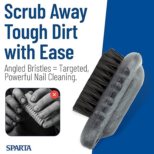 SPARTA 5 Inch Hand and Nail Brush with Stiff Polyester Bristles, Polypropylene Body, Color Coded Scrub Brush for Commercial Foodservice and Industrial Use, Black (Pack of 12)