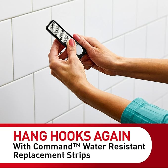 Command 5 lb Large Water-Resistant Refill Strips, 4 Strips, Reuse Large Bath Hooks or Caddies
