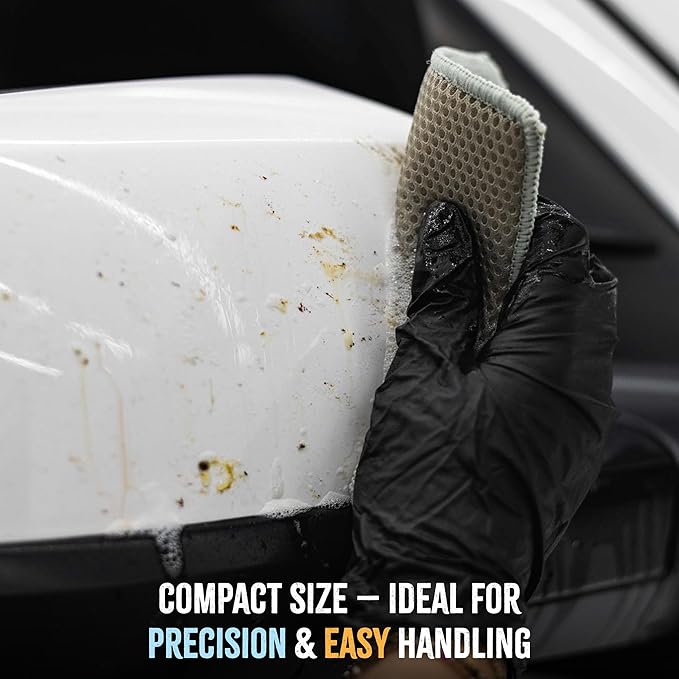 The Rag Company - Jersey Bug Scrubber Pads - Pearl Weave, Easily and Safely Trap Bug Splatter in Sponge, Safe on All Finishes, 4in x 6in, Ice Grey (5-Pack)