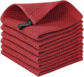 Cotton Dish Cloths 6 Pack,12x12 Inch – Super Absorbent, Quick-Dry & Reusable Kitchen Cleaning Cloths, Lint-Free Washable Towels for Dishes, Glass & Household Use(Red)