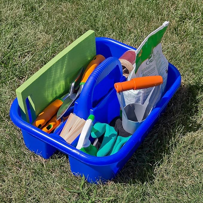 Akro-Mils 09185 Plastic Tote Tool & Supply Cleaning Caddy with Handle, (18-3/8-Inch x 13-7/8-Inch x 9-Inch), Blue, 6-Pack