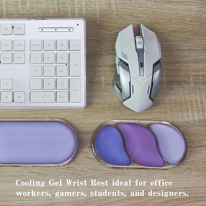 Ergonomic Cooling Gel Mouse Wrist Rest Pad, Arm Support with Non-Slip Base for Desk Cute Accessories (Classic, Purple, Suitable for Mouse)