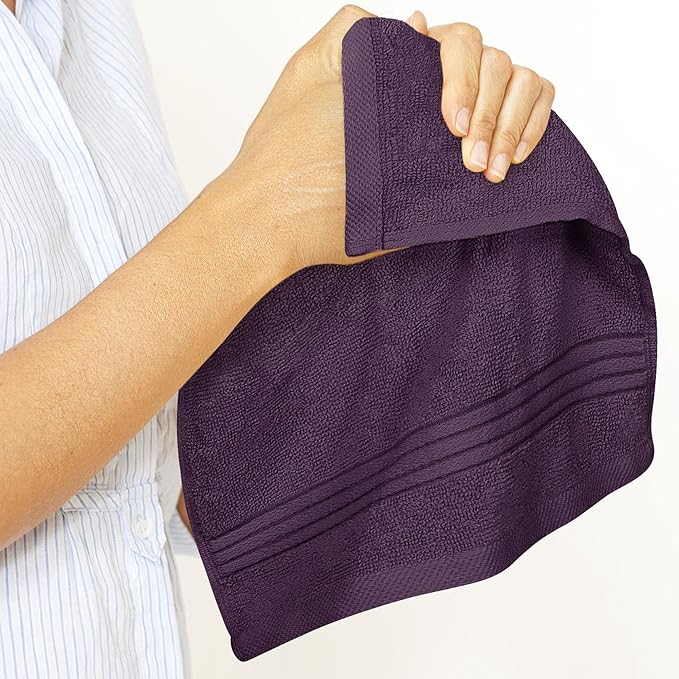 Utopia Towels Wash Cloths Set, 12 by 12 Inches, 100% Cotton Ring Spun, Highly Absorbent and Soft Feel Washcloths for Bathroom, Spa, Gym, and Face, 12 Pack Plum