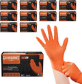 GLOVEWORKS 8 Mil Orange Nitrile Disposable Gloves Heavy Duty Industrial RDT for Mechanic and Automotive Shops Latex Free