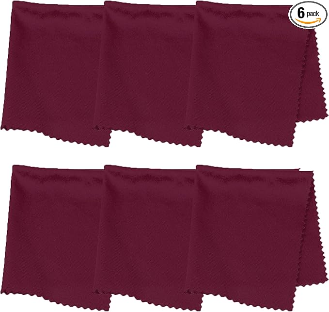 Purity Microfiber Lens Cleaning Cloth - Machine Washable, Lint-Free Ultra-Fine Microfiber Cloth- Cleans Eyeglasses, Screens, Lenses, Phones and Other Delicate Surfaces (Pack of 6, Burgundy)