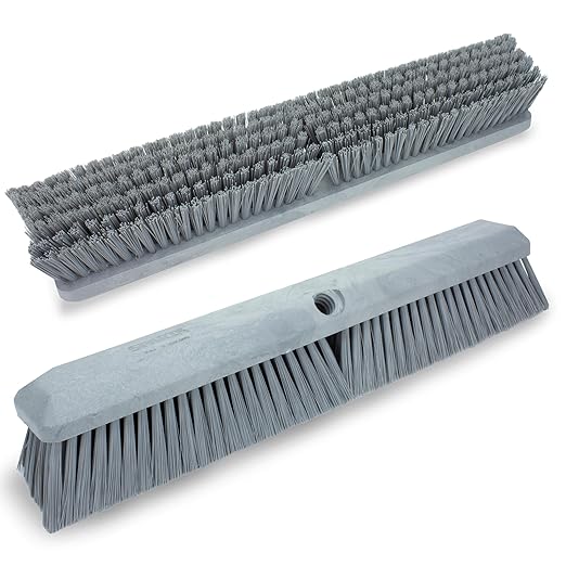 SPARTA Omni Sweep Plastic Push Broom Head, Heavy Duty, Industrial Broom With Color Code System For Outdoor, Indoor, Garage, Concrete, Patio, Kitchen, Bathroom, 18 Inches, Gray