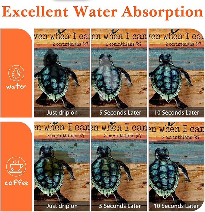 Sea Turtle Christian Dish Drying Mat - Christian Absorbent Dish Drying Mat for Kitchen Counter,Coffee Bar Mat,Coffee Maker Mat for Countertops, Christian Kitchen Decor, 16x17.5 Inch