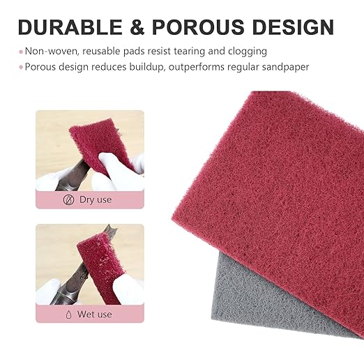 16 Scuff Pad Variety Pack, 8 Each Maroon, Gray, Scuffing, Scouring, Sanding, Cleaning, Blending, Paint Surface Prep Adhesion - 6" x 9" Automotive Auto Body 7447&7448