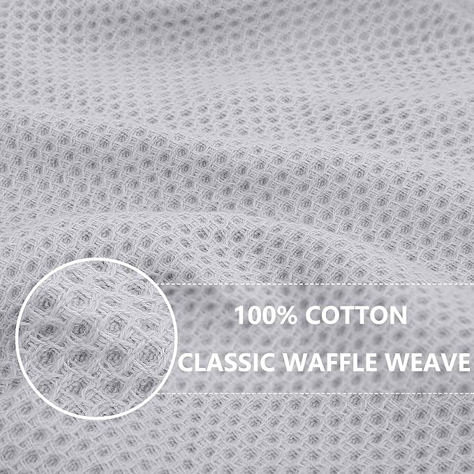 Homaxy 100% Cotton Waffle Weave Kitchen Dish Cloths, 4-Pack Ultra Soft Absorbent Dish Towels, Quick Drying Dish Rags, 12 x 12 Inches, Light Gray