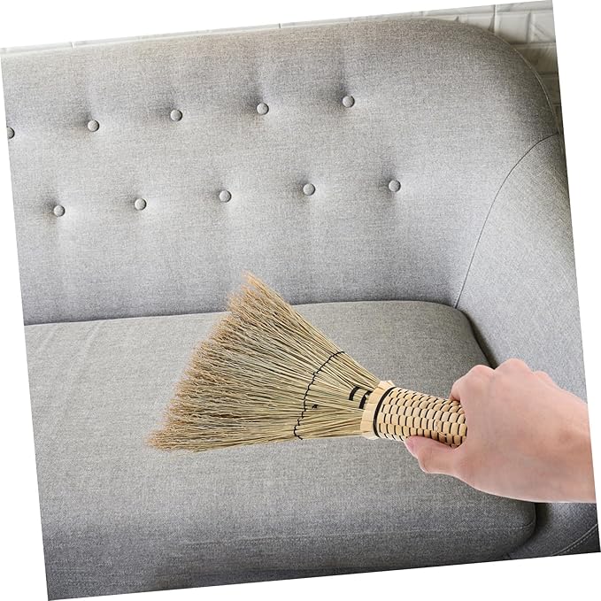 Small Corn Whisk Broom with Short Ergonomic Handle for Bedroom Sofa Carpet Cleaning Handmade Mini Hand Broom for Dust Dirt Sweep Versatile and Convenient Household Tool