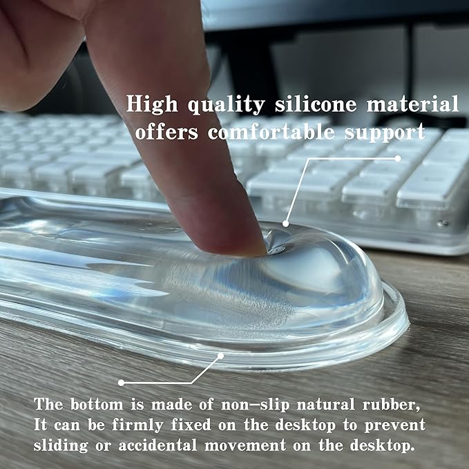 Ergonomic Cooling Gel Wrist Rest Pad for Computer Keyboard and Mouse, Arm Support with Non-Slip Base for Desk Cute Accessories (Classic, Transparently, Suitable for Keyboardand Mouse Set)