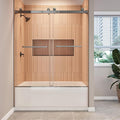 56-61" W x 66" H Bathtub Shower Door, Double Sliding Bathtub Glass Door with 3/8" (10mm) SGCC Tempered Glass, Dual 304 Stainless Towel Bars Bathroom Shower Door for Bathtub (Gunmetal)