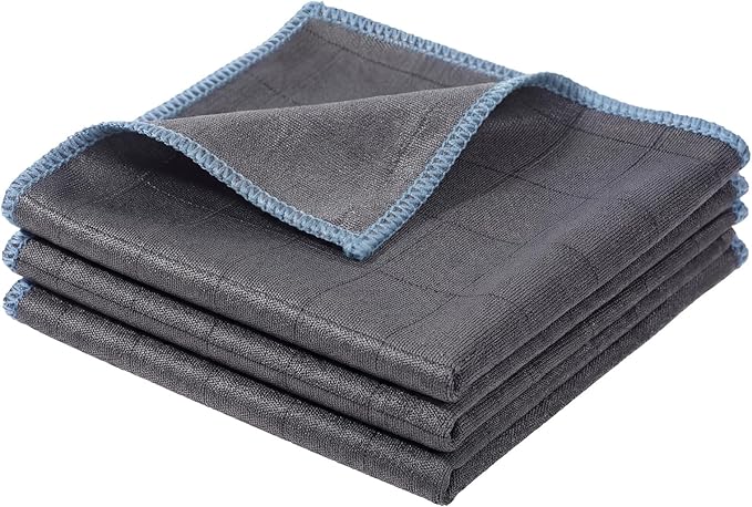 Microfiber Magic Cleaning Cloth, 3 Pcs 12" x 12" Window Glass Cleaning Cloth Lint Free Quickly Clean Windows, Glasses, Windshields, Mirrors, Car for Home Kitchen Bathroom