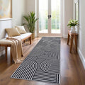 Modern Rug 2.5x10 Runners for Hallways, Abstract Kitchen Runner Rugs Non Slip Bath Mat, Rainbow Washable Runner Rug for Bedroom, Soft Long Rugs for Entryway Bathroom Laundry Dorm, Black