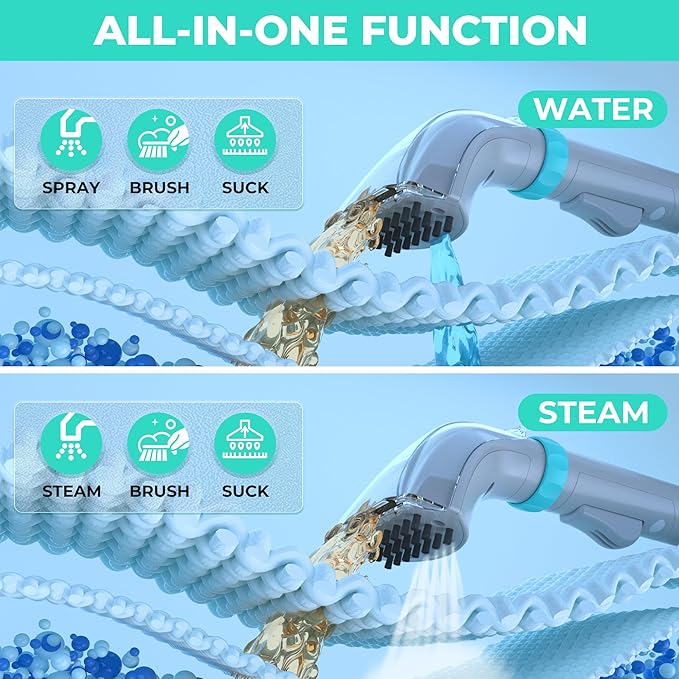 HAUSHOF Steam Portable Carpet and Upholstery Cleaner, Deep Couch Cleaner Machine with 3 Powerful Cleaning Modes for Pet Stains, Sofa, Rug, Mattress, Car Seat and Curtain, Spot & Stain Cleaner Included