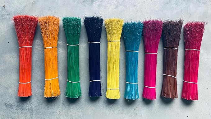 1 Pound Bundle Natural or Dyed/Colored Broomcorn Hurl for Broom Making and Crafting (Green, 20 Inch)