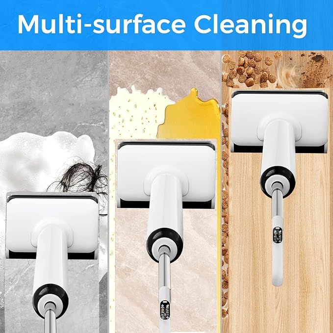 Cordless Wet Dry Vacuum Cleaner, 23KPa Vacuum Mop for Hard Floors, Up to 45 Min Runtime, 180° Lay-Flat Design with Hot Water Self-Cleaning & 185°F Hot Air Drying, Anti-Tangle Brush for Pet Hair