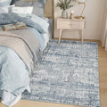 3x5 Washable Entryway Rug, Non Slip Boho Runner Rugs for Hallway, Entrance, Kitchen, Bathroom, Laundry Room, Soft Entryway Carpet, Throw Low Pile Retro Imitation Wool Carpet, Blue Grey