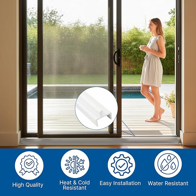 KC Hardware Vinyl Sliding Screen Door Track, 96 Inch, Sliding Door Bottom Track Replacement, Patio Screen Door Repair Guide - White Vinyl