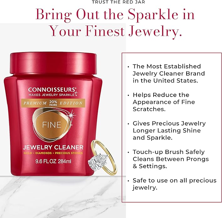 CONNOISSEURS Premium Edition Jewelry Cleaner, Value Size 9.6oz - Pick from Fine, Silver or Delicate Jewelry Cleaner