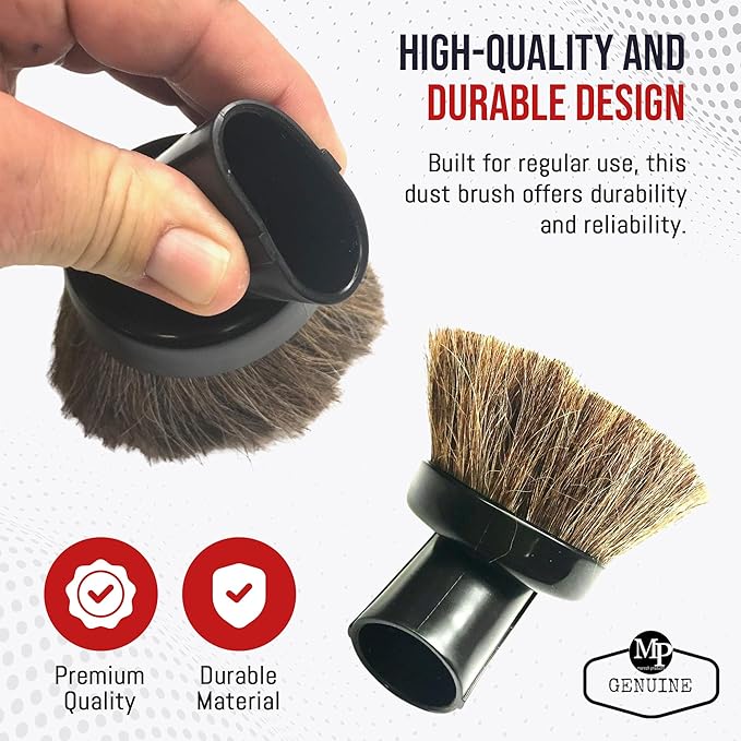 MP Maresh Products Household Cleaning Vacuum Brush Attachment - Horse Hair Vacuum Cleaner Accessories, Soft, Dust Floor Brush, Compatible with Shop Vac 1-1/4" Cleaners for Hard Surfaces - Black