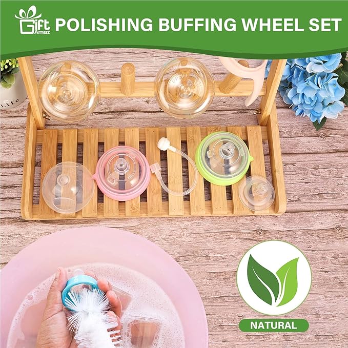 Bamboo Baby Bottle Drying Rack, Space Saving Countertop Bottle Holder Portable Dryer Rack Organizer for Baby Bottles, Cups, Pacifiers and Accessories, Birthday Box for Women Mother Mom