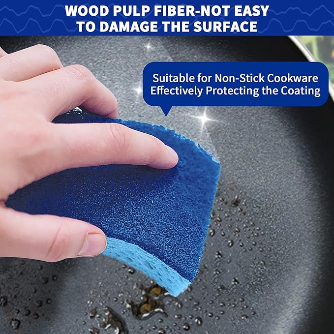 CELOX Sponges Kitchen, Non-Scratch Dish Sponges, Blue
