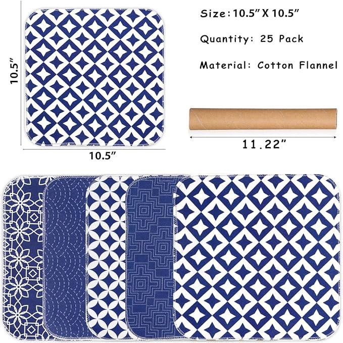 25 Pack Reusable Tissue Paperless Towel Roll Washable Cotton for Kitchen Towels Zero Waste Products Replacement Tissue (RT-F)