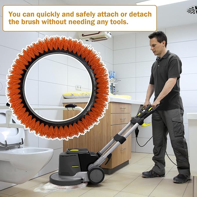 237047 Scrub Orbiter Brush for ORB550MC Orbiter Floor Machine, Heavy-Duty Brush, 10.5” Diameter Orange (1 Pack)