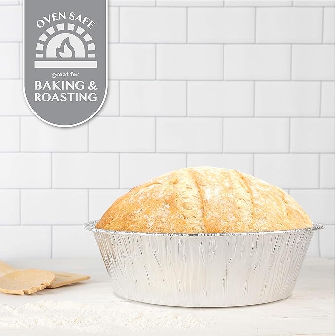 PLASTICPRO 10'' Inch Round Deep Tin Foil Pans Disposable Aluminum, Freezer & Oven Safe - For Baking, Cooking, Storage, Roasting, & Reheating, Pack of 10