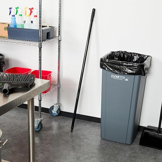 Restaurantware-BROOM HANDLE ONLY: Clean Tek Professional 48 Inch Threaded Broom Handle, 1 Angled Stick - Head Sold Separately, Ergonomic, Black Steel For Cleaning