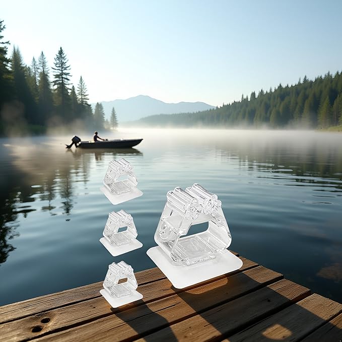 4Pcs Clear Fishing Rod Holder. Mounted Fishing Pole Holder, Wall-Mounted Multi-Purpose Functions, No Need to Drill Fishing Rod Rack, Can Hold any Type of Fishing Rod, Fishing Rod Holders