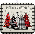 Merry Christmas Dish Drying Mats for Kitchen Counter 16x18 Buffalo Plaid Christmas Tree Microfiber Absorbent Drying Mat Seasonal Winter Holiday Drying Pad Dish Drainer Mat for Coffee Bar Sinks
