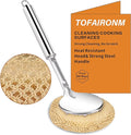 Kitchen Scrub Brush with Handle, Non-Scratch Cleaning Brush for Wok, Cast Iron, Pans, Oven Racks, Air Fryer